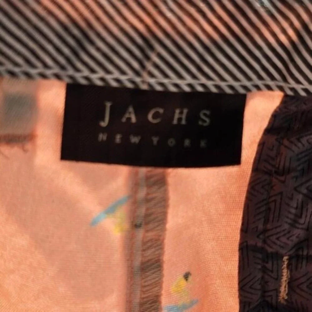 Jachs New York Bleecker Shorts Mens 34 Peach Surfer Pattern Chino‎ Stretch Twill